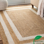 5x3 Handcrafted Natural & White Bordered Jute Rug