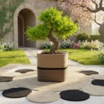 Jute Planter Set – 12" Natural & Charcoal Dual-Tone Decorative Indoor Pot Cover