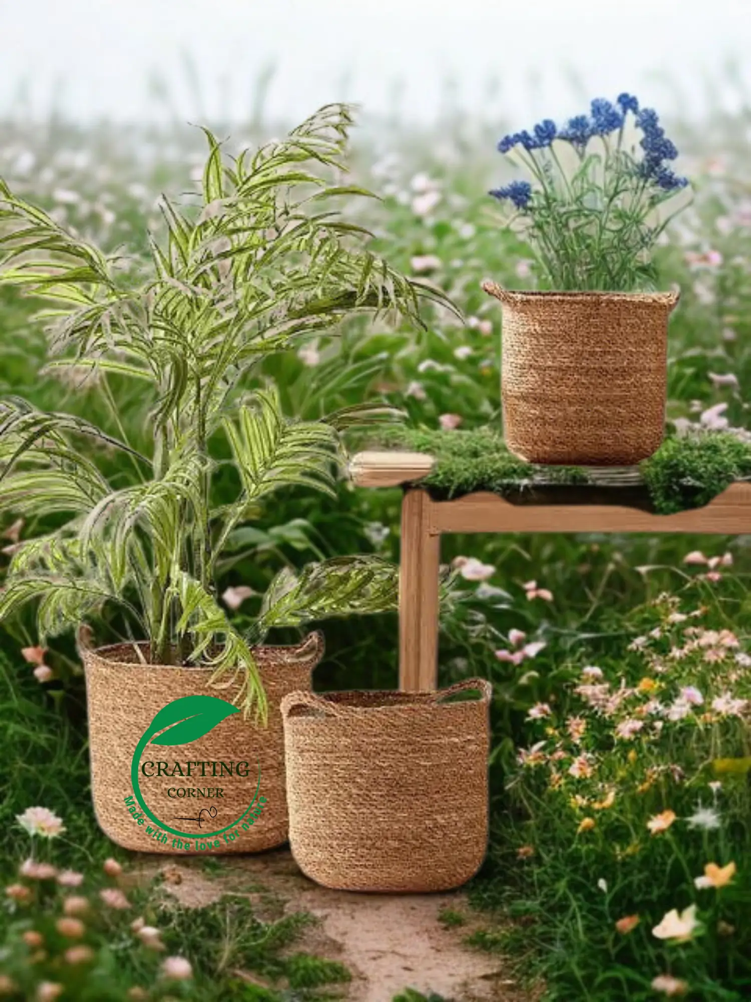 Untitled design - 2025-10-02T144103.871 Large Woven Indoor Plant Baskets Eco-Friendly Home Decor Trio - Image 1