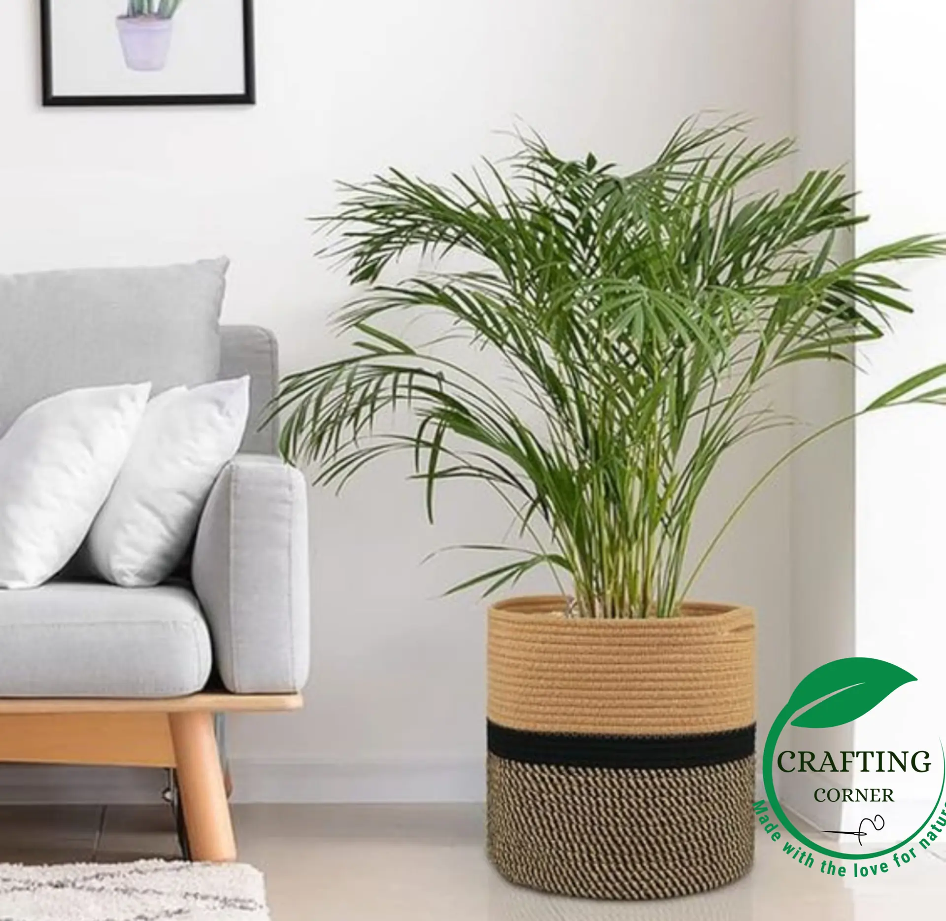 Untitled design - 2025-11-22T162003.992 10-Inch Handwoven Jute Basket Planter – Two-Tone - Image 1