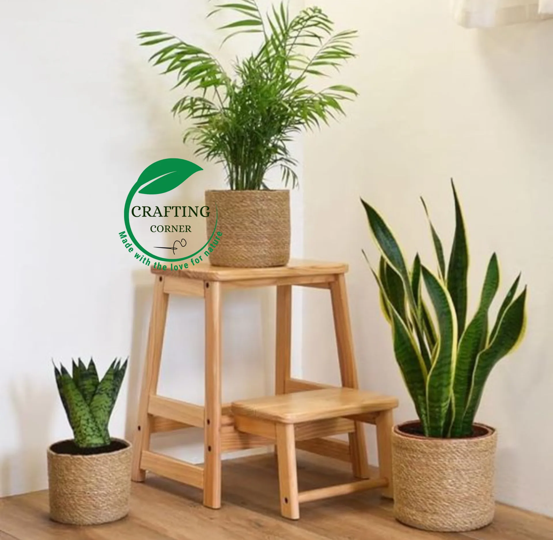 Untitled design - 2025-11-22T162109.008 Crafting Corner "Earth & Thread" Trio: 3-Piece Conical Seagrass & Jute Planter Set - Image 1