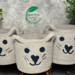3-Piece Cat Face Jute Rope Planter Set