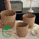 Handmade Seagrass Conical Planter Set of 3 – Eco-Friendly Woven Plant Baskets