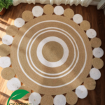 The Sunburst Scalloped Jute Rug | Handwoven Natural & White Braid