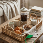 Handwoven Rattan Serving Tray with Handles