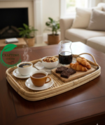 Handwoven Rattan Serving Tray with Handles