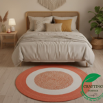 Artisan Braided Jute Rug – Terracotta Sunburst Circular Area Rug