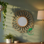 Handcrafted 24" Sunburst Rattan Wall Mirror