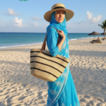 Handcrafted Striped Jute Tote Bag – Eco-Friendly Summer Beach Bag