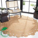 Scalloped Jute Area Rug – Natural Earth Tones