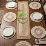 Rustic Charm 7-Piece Natural Jute Dining Set – Runner & Round Placemats