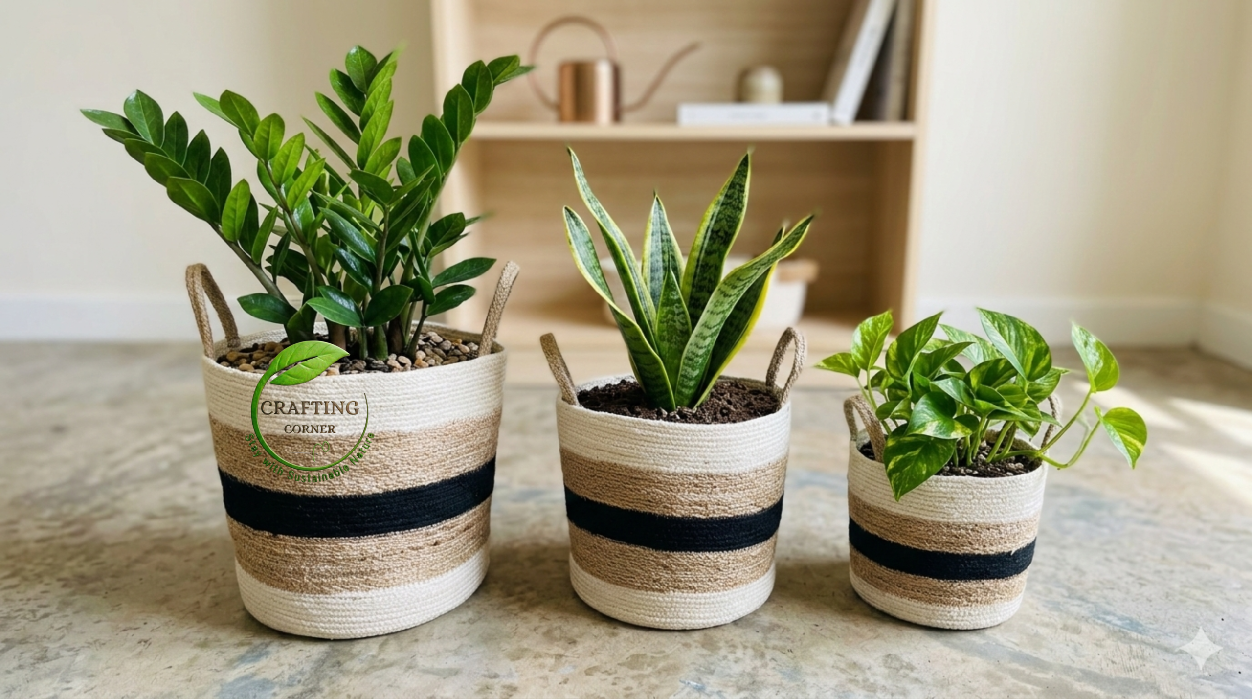 Untitled design - 2026-04-10T120353.125 Natural Seagrass Woven Planter Set (3 Pcs) | 6/8/10 Inch Eco-Friendly Indoor Plant Baskets - Image 1