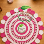 Vibrant Pink & Natural White Braided Boho Area Rug