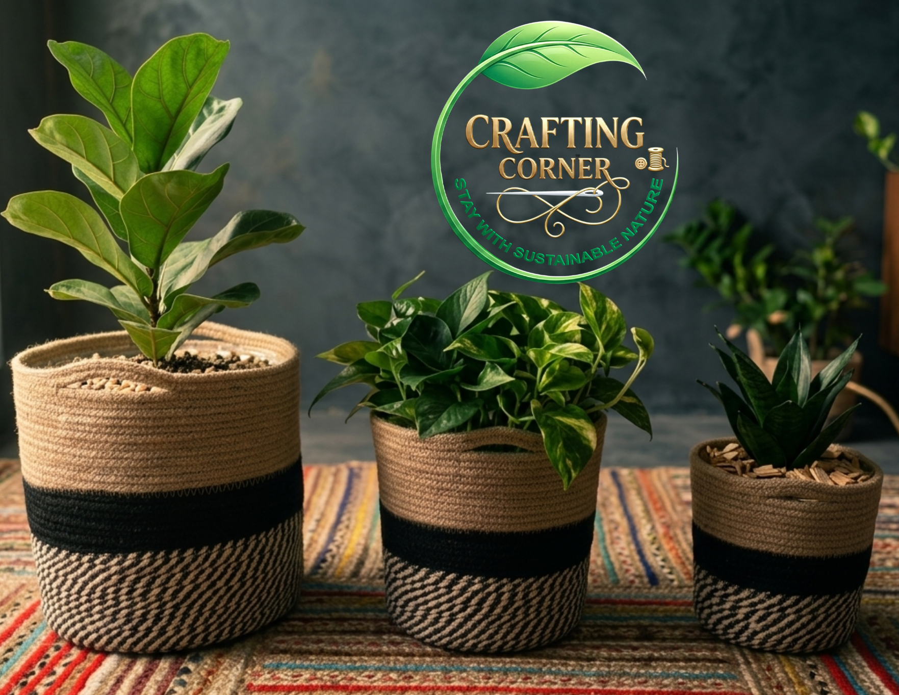 Untitled design - 2026-07-01T153933.552 Bring Nature Indoors: Handcrafted 3-Piece Woven Jute Planter Basket Set - Image 1