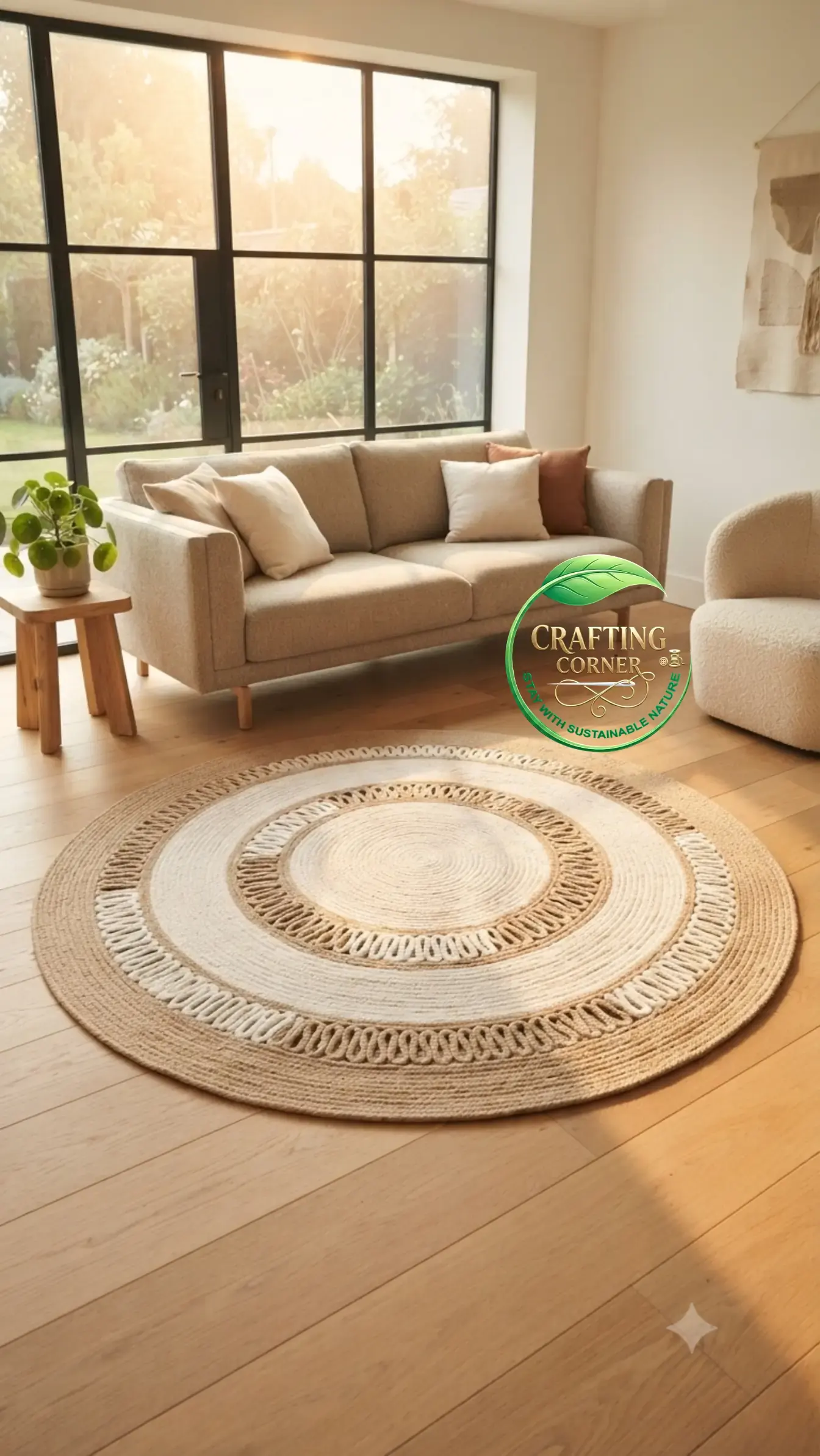 Untitled design - 2026-08-02T145457.463 Boho Natural Jute Round Area Rugs - Available in 3', 4', & 5' Sizes - Image 1