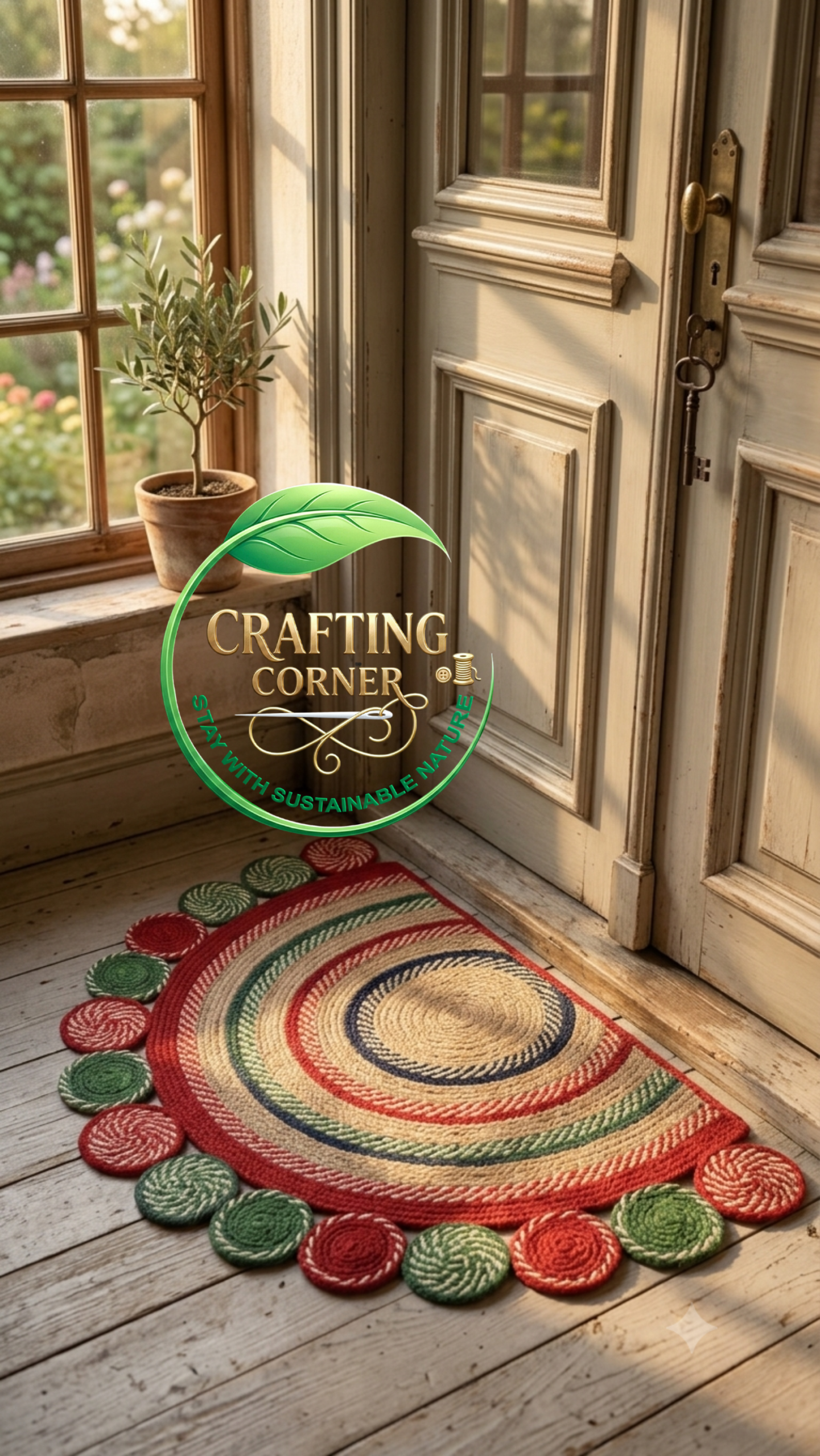 Untitled design - 2026-08-02T145547.499 Rainbow color Boho Entryway half-moon Rug - Image 1