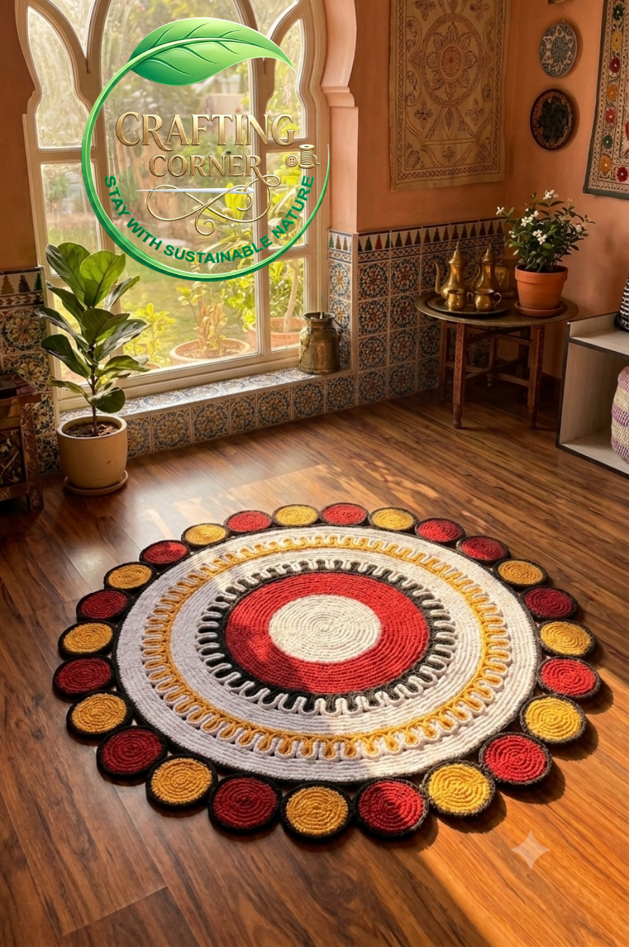 Untitled design - 2026-08-05T100329.998 Eco-Friendly Colorful Round Braided Jute Area Rug – Sustainable Home Decor - Image 1