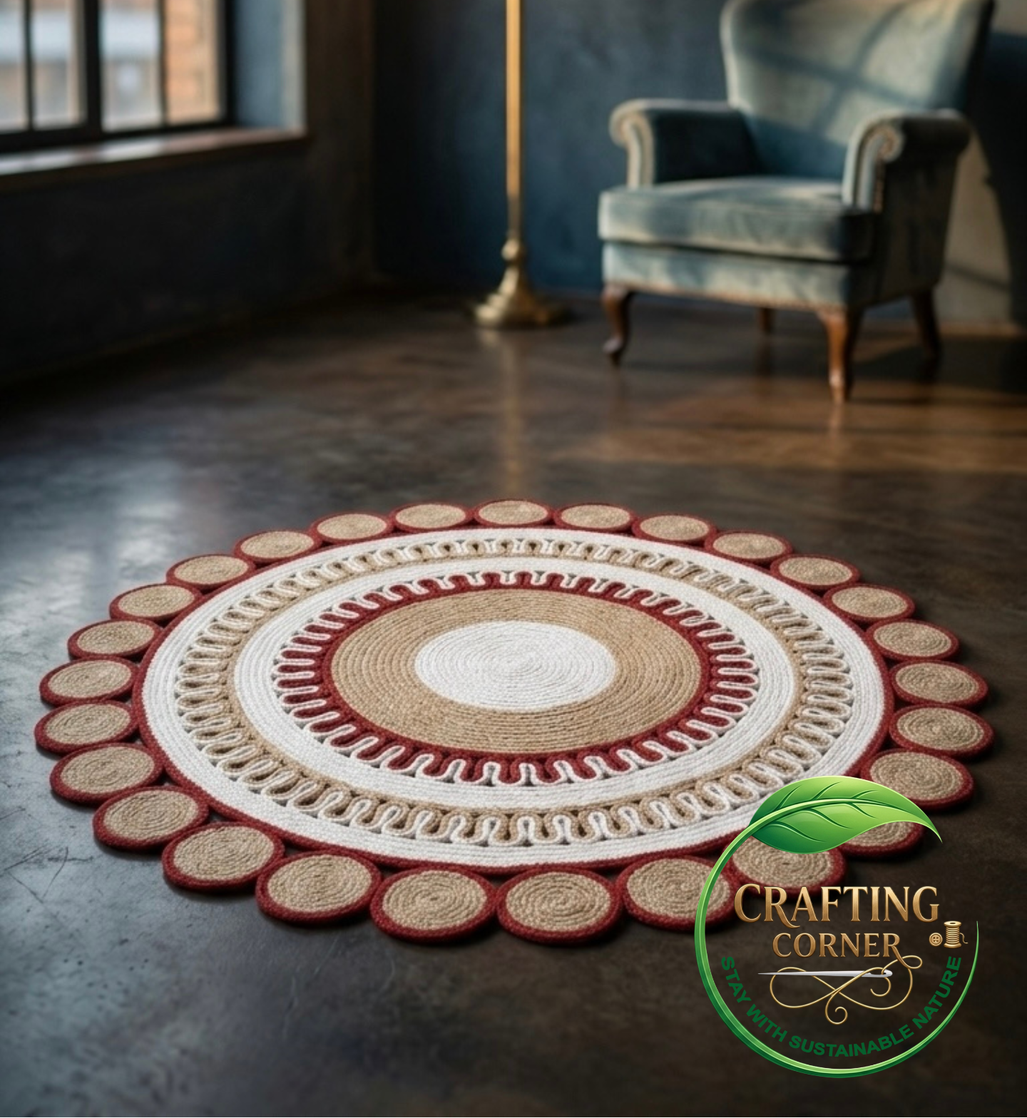 Untitled design - 2026-08-17T125201.626 Rooted in Earth: Sustainable Jute Rug (Available in 3, 4, 5 ft) - Image 1