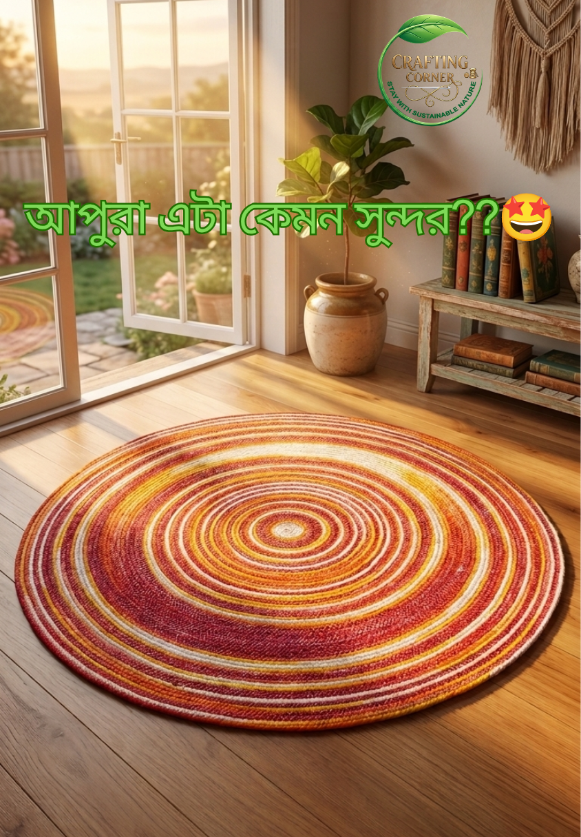 আপুরা এটা কেমন সুন্দর🤩 Premium woven 4-Tone Round Jute Rug 🌿 - Image 1