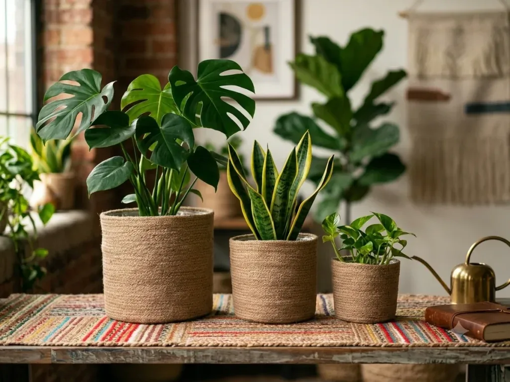 Eco-Friendly Jute Planter Basket Set of 3 – Woven Indoor Plant Pots (6, 8, 10 Inches)