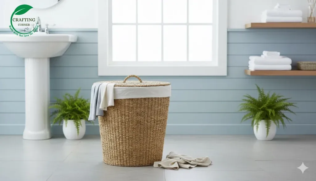Large Oval Seagrass Laundry Basket with Removable Cotton Liner