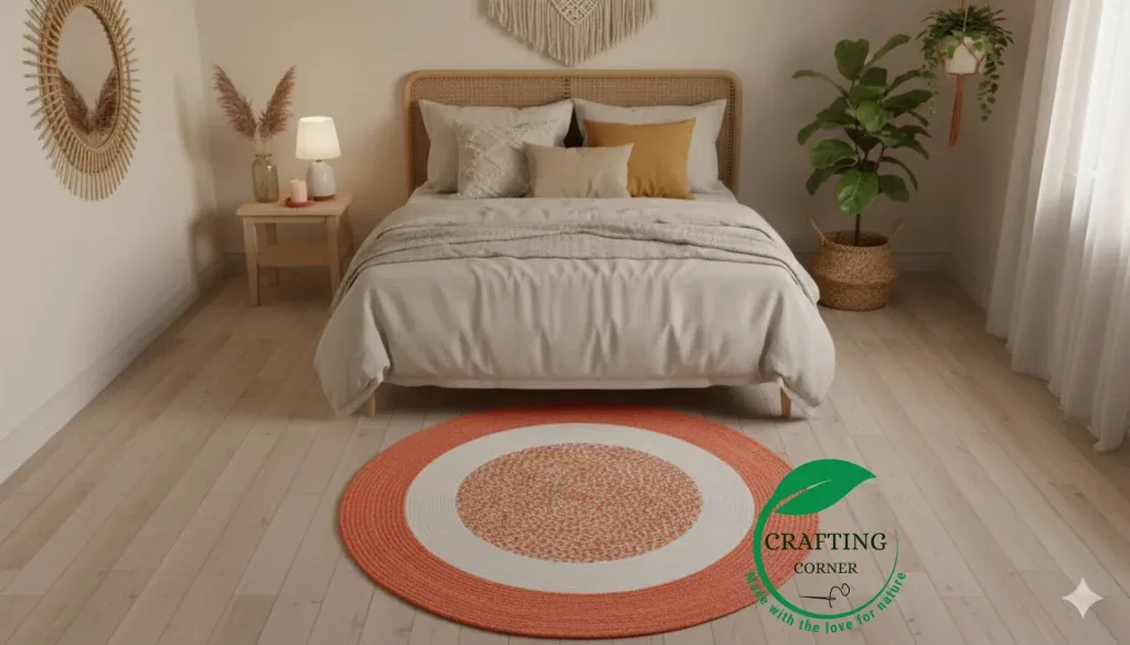 Artisan Braided Jute Rug – Terracotta Sunburst Circular Area Rug