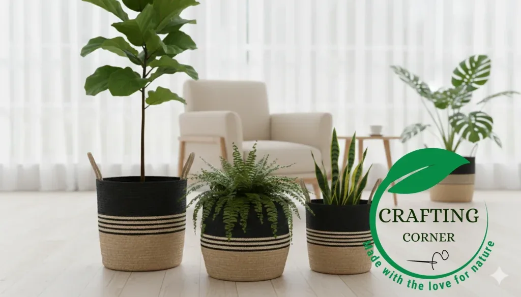 3-Piece Handwoven Jute Plant Basket Set
