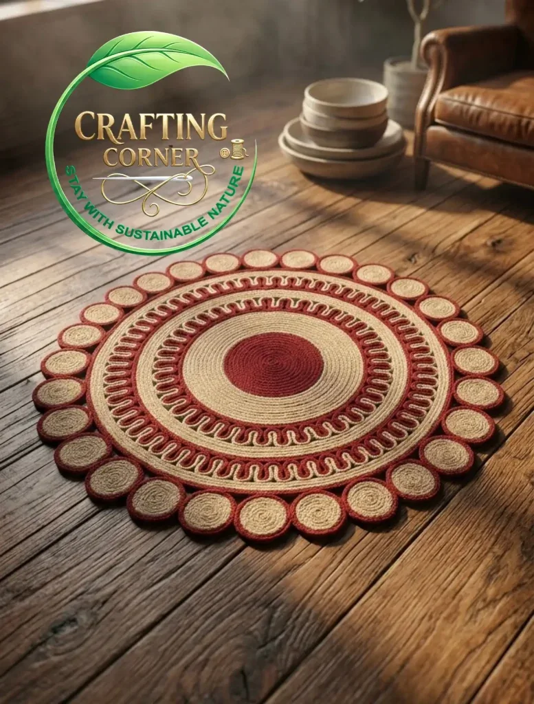 Elegant Terracotta Border Eco-Friendly Area Rug