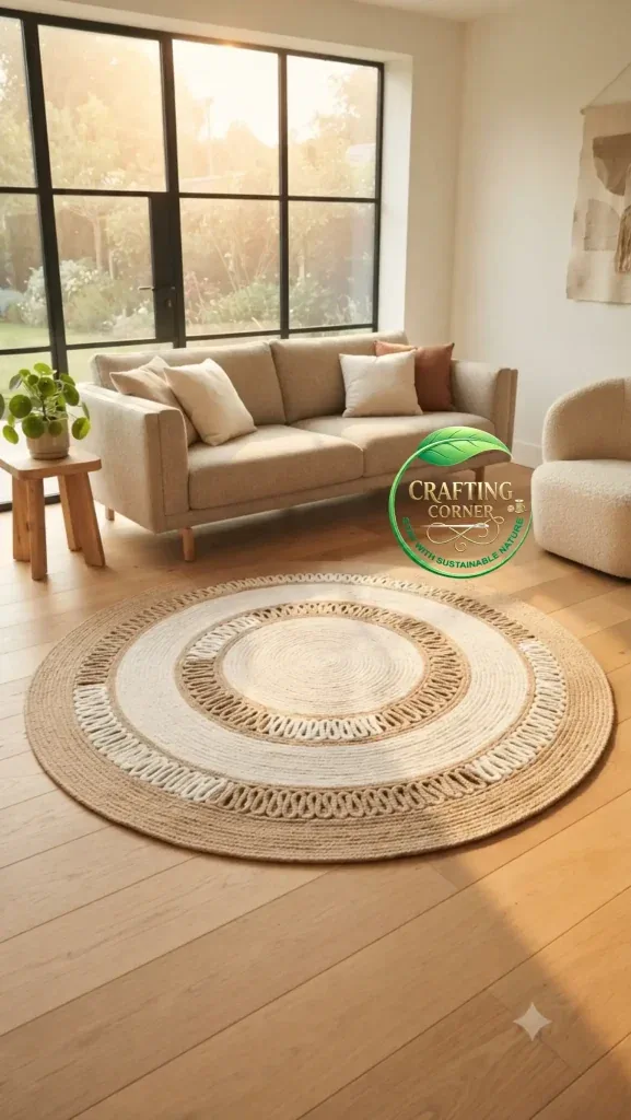 Boho Natural Jute Round Area Rugs - Available in 3', 4', & 5' Sizes