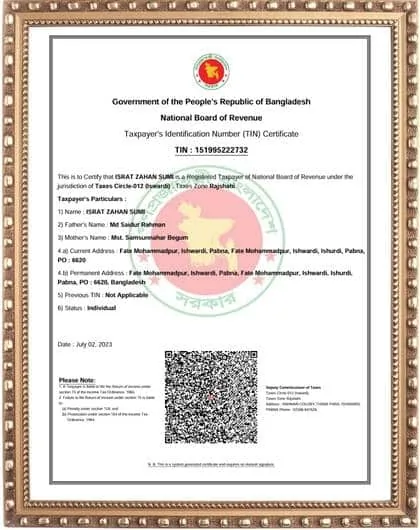 TIN certificate